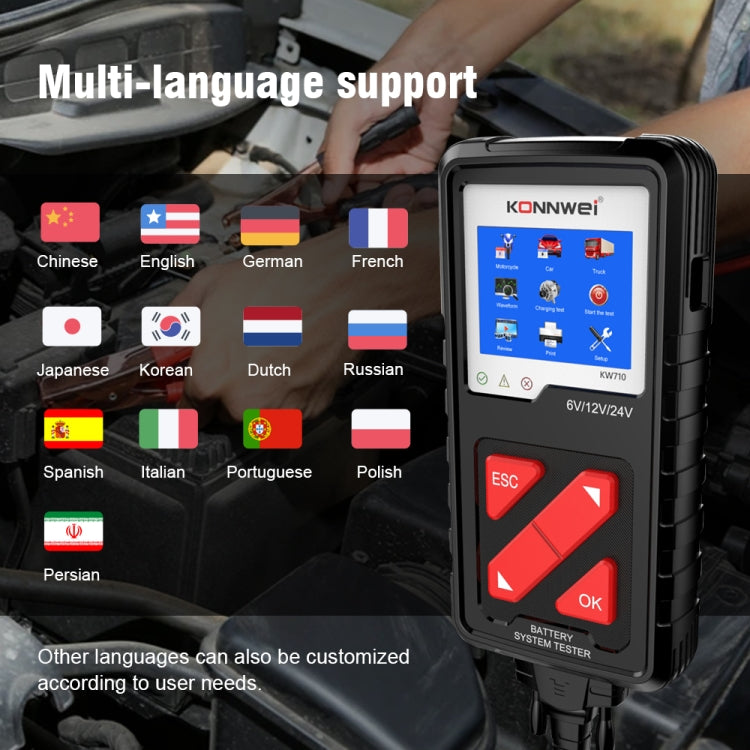 KONNWEI KW710 Car 3.2 inch 6V-24V Lead-acid Battery Tester Support 13 Languages, KW710 KONNWEI KW710 Car 3.2 inch 6V-24V Lead-acid Battery Tester Support 13 Languages, KW710